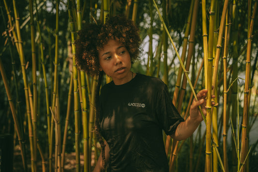 BLACK OVERSIZED GAOZZI BAMBOO T'Z { short sleeved }