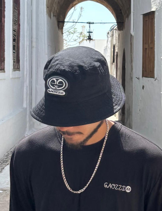 BLACK BUCKET HAT [ RUBBER LOGO ]